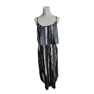 Shein Lightweight Tie Front Flap Black and White Tie Dye Dress Size Large